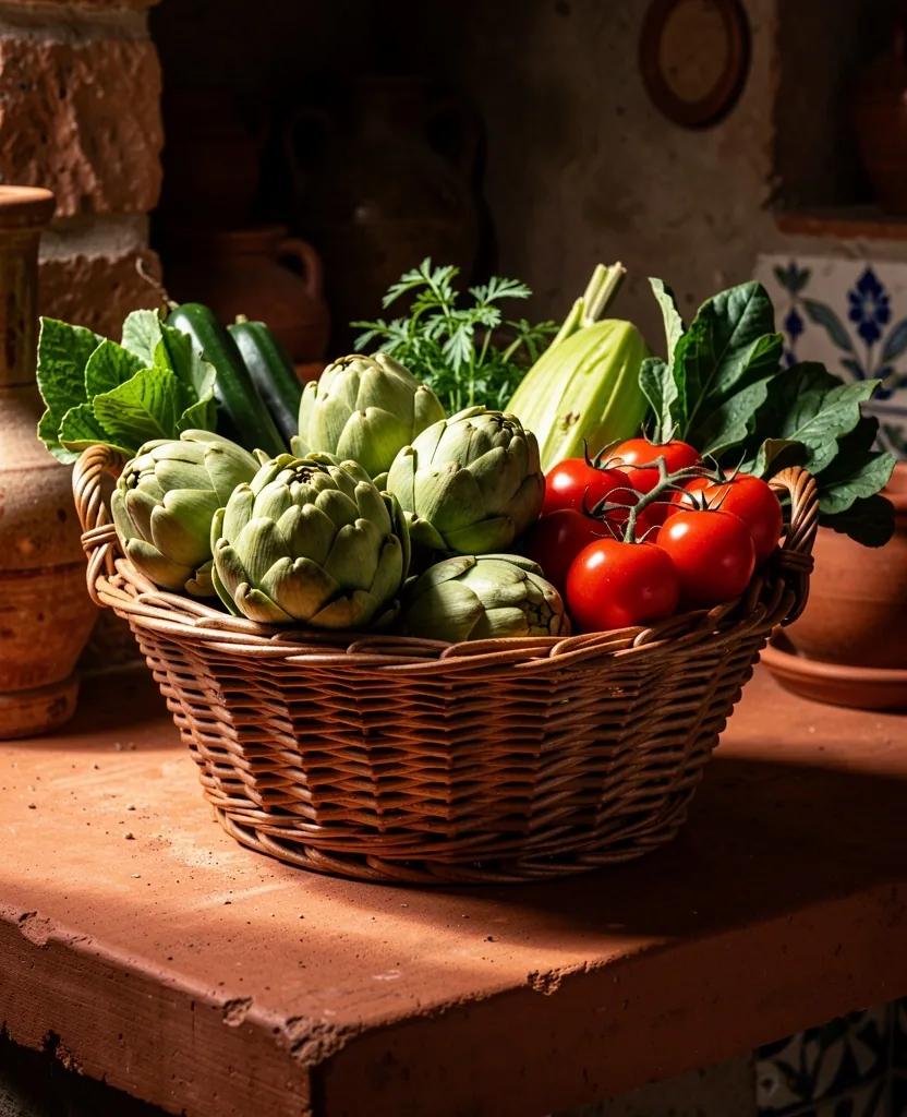 Cesta de vegetales frescos